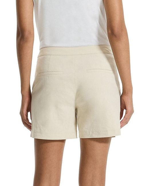 Theory Green Linen-Blend Shorts