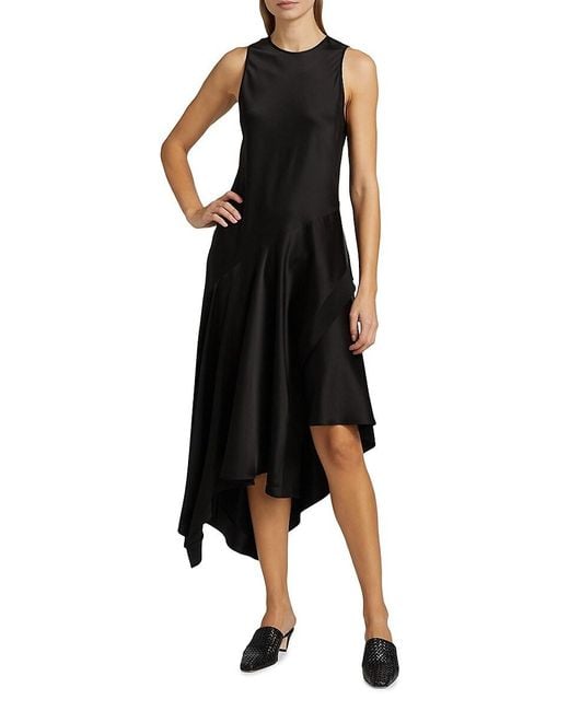 Kobi Halperin Black Thea Satin Midi-Dress
