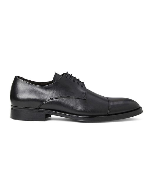 Bruno Magli Black Ciro Cap Toe Leather Derby Shoes for men