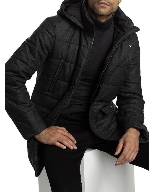 Saks Fifth Avenue Black Collection Hooded Puffer Coat for men