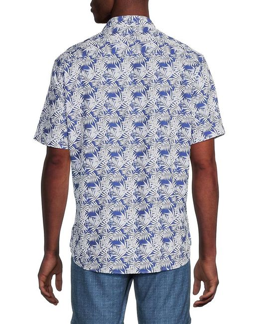 American Heritage Blue Palm-Print Performance Shirt for men