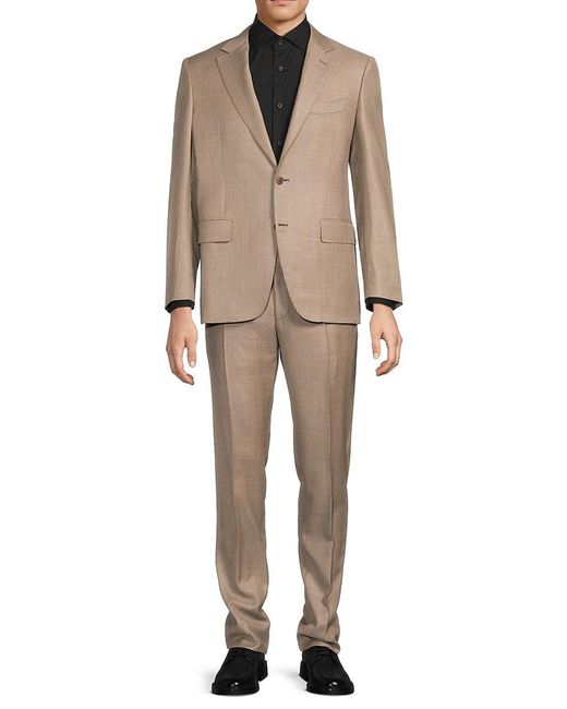 Canali Natural Modern-Fit Solid Wool Two-Button Suit for men