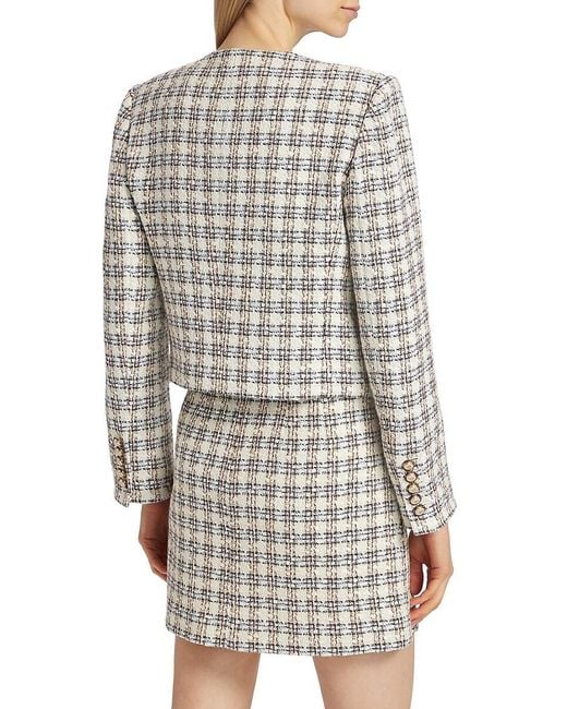 Veronica Beard Gray Bentley Check Tweed Crop Jacket