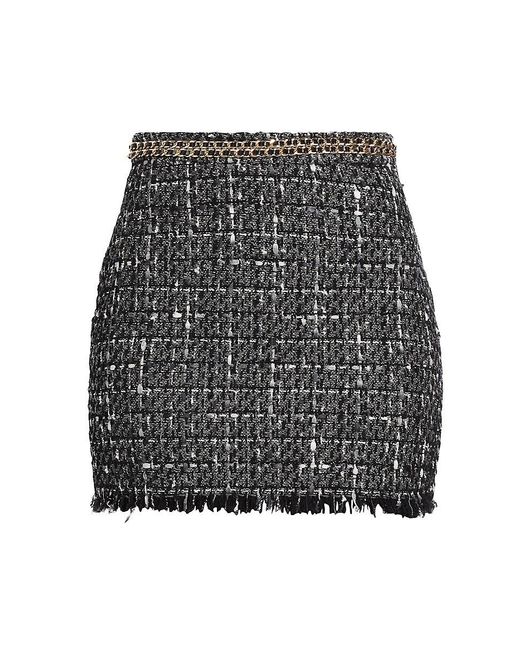 Generation Love Black Stella Chain-Embellished Tweed Miniskirt
