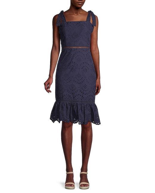 Sam Edelman Cotton Tiestrap Eyelet Dress in Navy (Blue) Lyst
