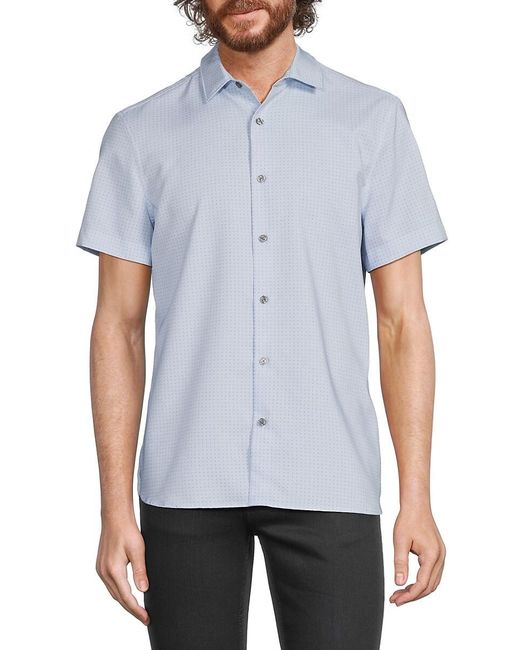 Perry Ellis Blue Stretch Fit Dot Print Shirt for men
