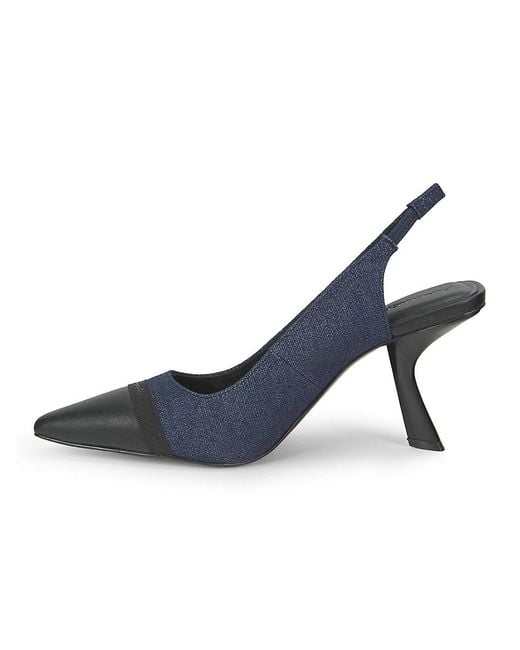 Karl Lagerfeld Blue Kinsely 75Mm Denim Slingback Pumps