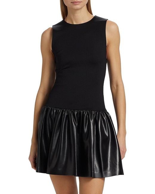 Alice + Olivia Black Ella Faux Leather Minidress