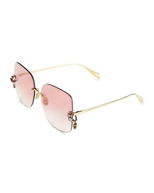 Alexander McQueen Pink 63mm Butterfly Embellished Sunglasses