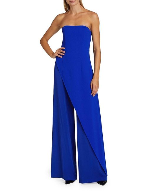 Alice + Olivia Blue Alondra Strapless Jumpsuit