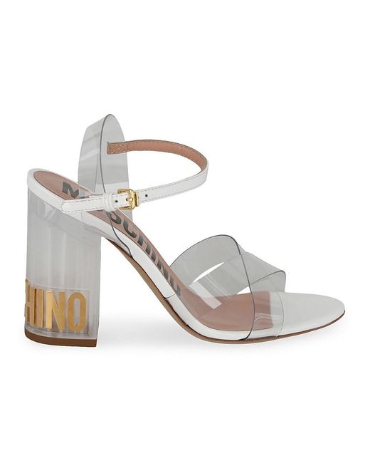 Moschino White Transparent Logo Sandals