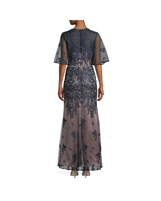 js collections embroidered flutter sleeve gown