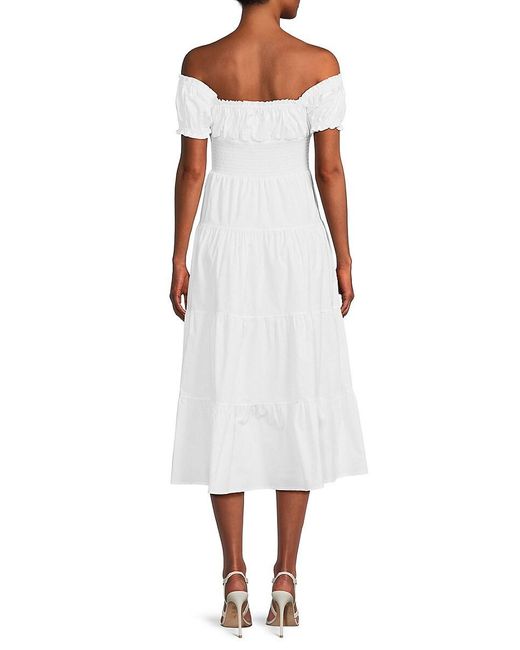 WeWoreWhat White Smocked Midi Tiered Dress