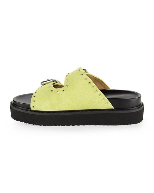 Marc Fisher Green Mlagusta Dual Buckle Leather Sandals