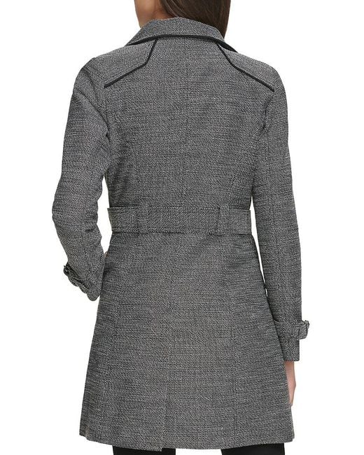 Guess Gray Water Resistant Belted Double Breasted Trench Coat