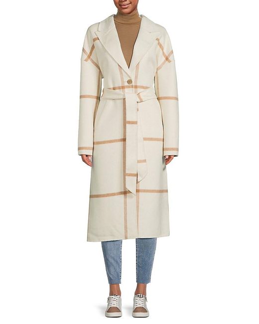 Karl Lagerfeld Natural Belted Wool Blend Coat