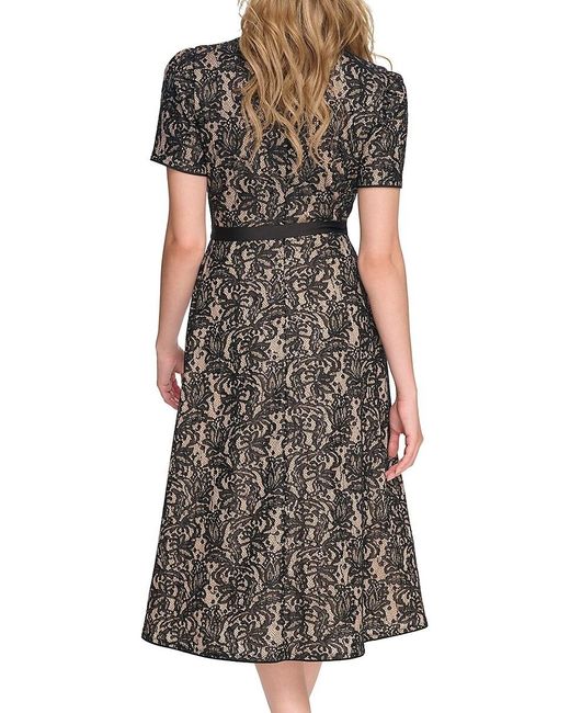 Kensie Black Lace A-line Midi Dress