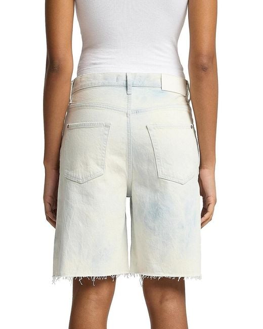 7 For All Mankind Blue Lola Bleached Denim Shorts