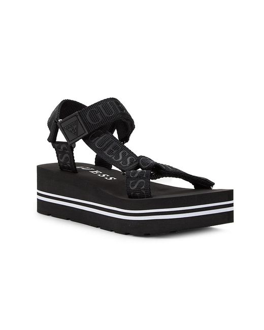 Guess Black Wavin 51Mm Logo Wedge Sandals