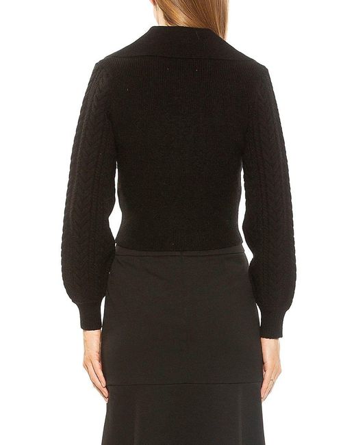 Alexia Admor Hazel Cable Knit Collared Cardigan in Black | Lyst