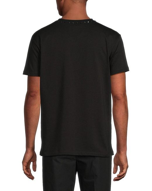 Valentino White Rockstud-Trim Cotton T-Shirt for men