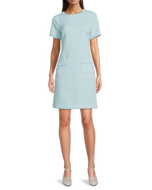 Tommy Hilfiger Blue Fringe-Trim A-Line Minidress