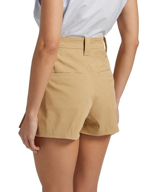 A.L.C. Natural A. L.C. Brody Pleated Stretch Cotton Shorts