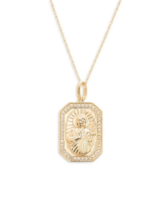 Saks Fifth Avenue Metallic Dia 14k Yellow Gold & 0.2 Tcw Diamond Pendant Necklace