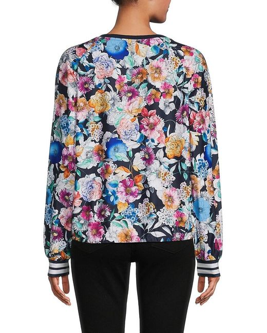 Johnny Was Blue Bee Active Floral Raglan Blouse