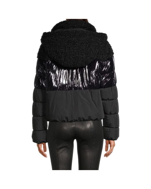 dkny short faux fur puffer jacket