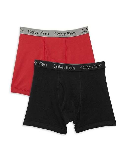 Calvin Klein Red Boy's 2-pack Stretch Cotton Boxer Briefs for men