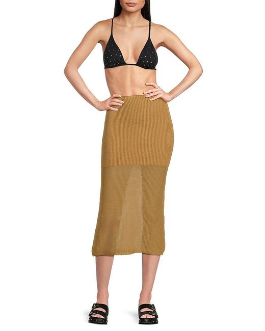 WeWoreWhat Brown Knit Sheath Silhouette