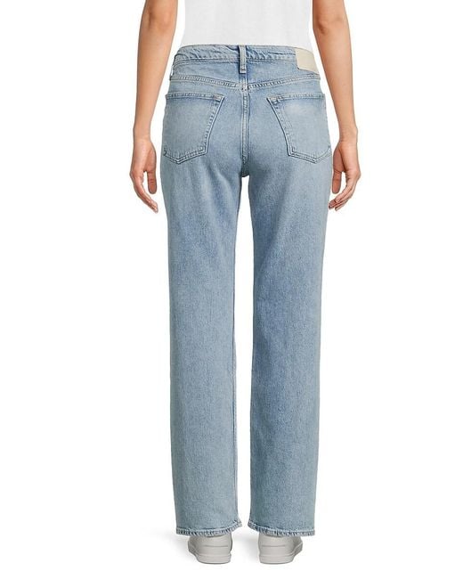 Rag & Bone Blue Harlow Mid-Rise Straight Jeans