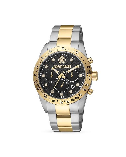 Roberto Cavalli Metallic 42Mm Two Tone Stainless Steel Bracelet Chronograph Watch for men