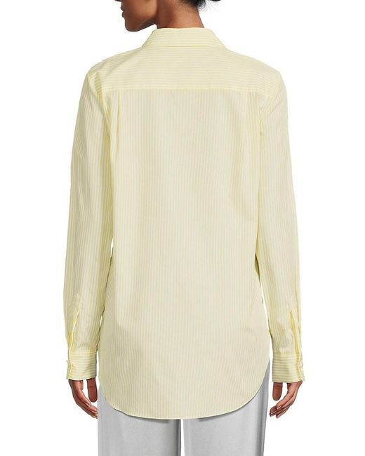 Adam Lippes White Striped Drawstring High Low Shirt