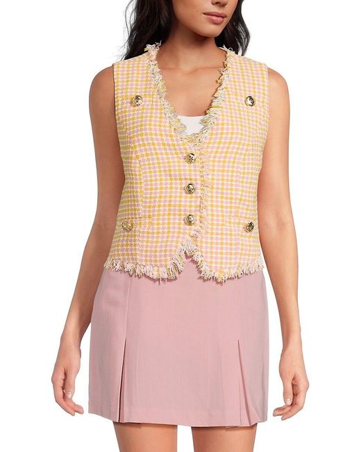 Walter Baker Pink Dana Tweed Frayed Vest