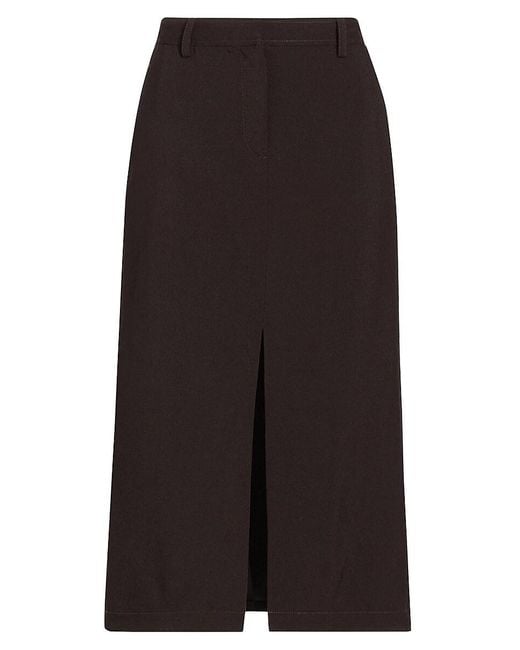Theory Black Wool A-Line Midi-Skirt