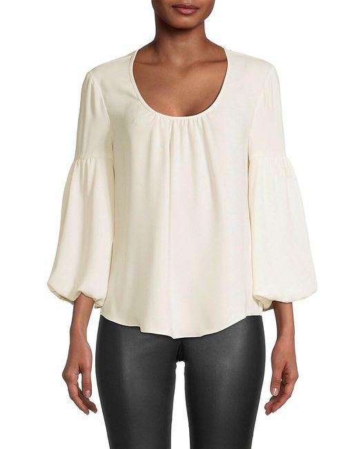 Trina Turk Synthetic Puff Sleeve Pullover Blouse in White | Lyst