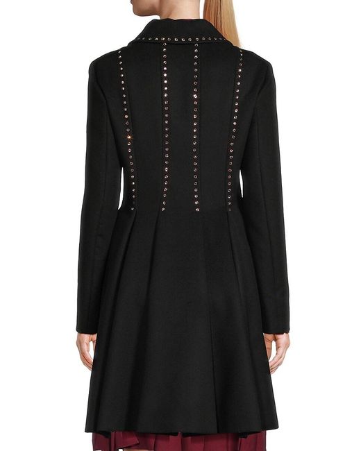Valentino Black Embellished Virgin Wool Coat