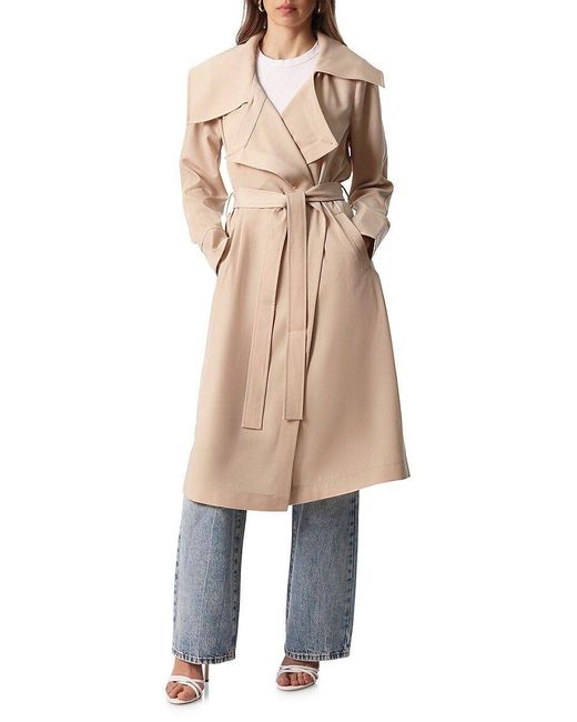 Avec Les Filles Belted Stretch Trench Coat in Natural | Lyst