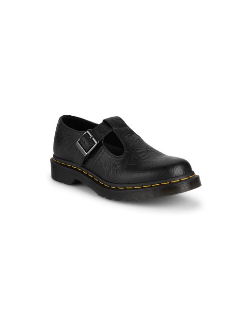 Dr. Martens Polley Floral-embossed Leather Shoes in Black | Lyst