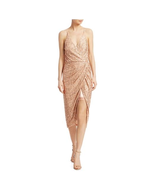 Jonathan Simkhai Metallic Sequined Sleeveless Wrap Dress