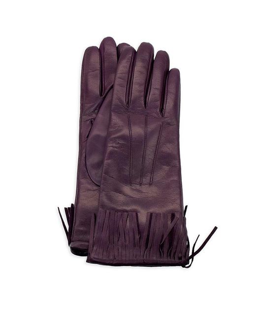 Portolano Fringe Trim Leather Gloves in Black Lyst
