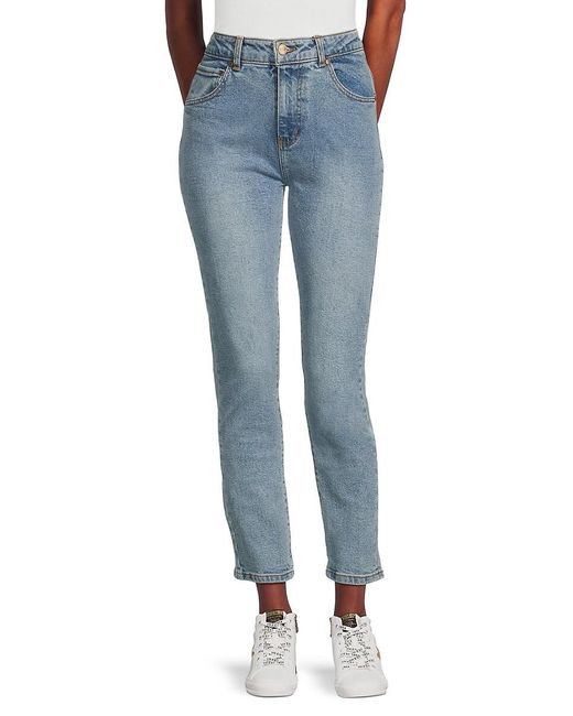Cavalli Class by Roberto Cavalli High Rise Faded Wash Jeans in Blue Lyst