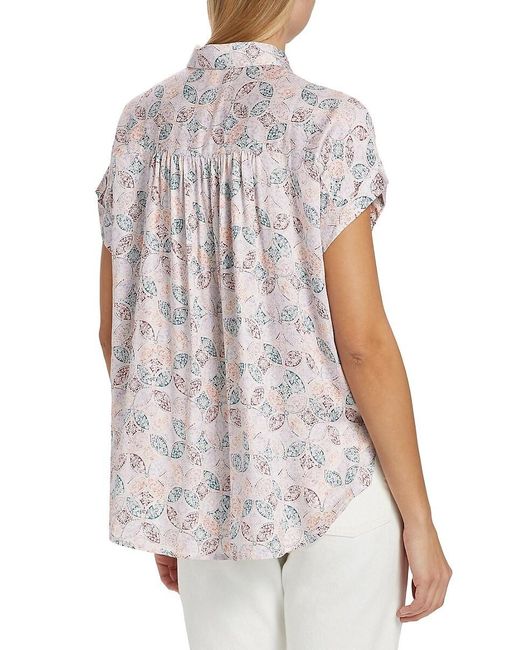 Splendid White Kathryn Floral Short-Sleeve Shirt