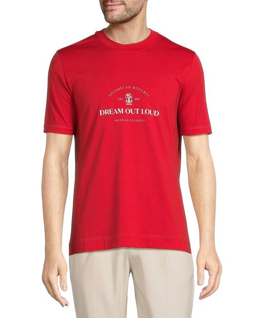 Brunello Cucinelli Red Slim Fit Dream Out Loud Tee for men