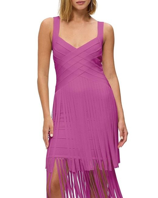 Hervé Léger Purple The Vivienne Bandage Maxi Dress