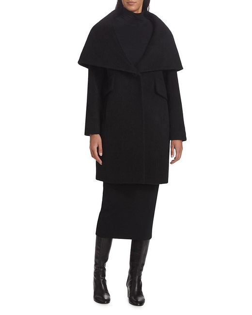 Mercer Collective Black Lori Cape-Hood Cocoon Coat