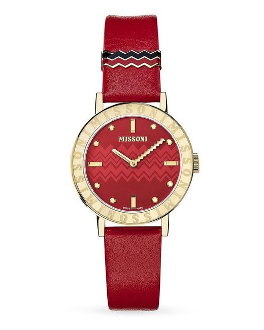 Missoni Red Saint Valentine Edition 34.5mm Stainless Steel & Leather Strap Watch