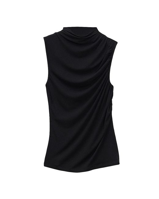 Theory Black Stretch Viscose Draped Top